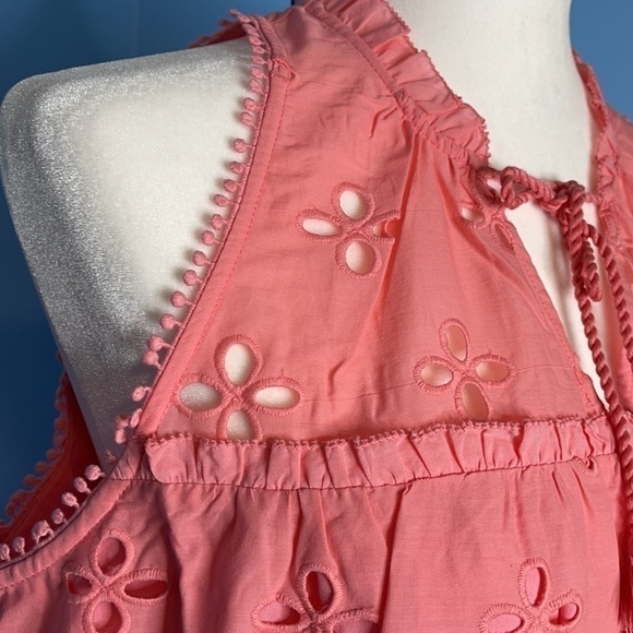 NEW Southern Tide Coral Pink Rowena Scalloped Eyelet Shift Dress US M - Picture 4 of 9